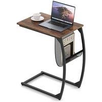 Havendro C-Shaped Side Table Compact Sofa Side Table for Small Space in Brown