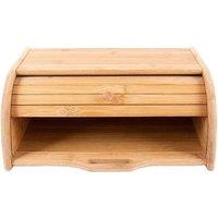 Havendro Wooden Bamboo Roll-Top Bread Bin Loaf Box Container Food Storage in Brown