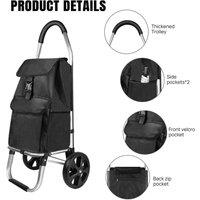 FLAVORA Trolley Waterproof 2 in 1 Shopping Cart 2 Wheels Detachable Bag in Black | Size: 0.6m2