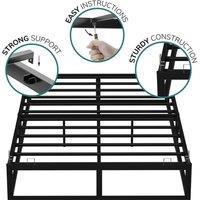 FLAVORA Double-Metal Bed Platform Frame Extra Strong Bedroom Furniture Black | Size: Cot