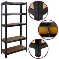 FLAVORA Black-5 Tier Racking Heavy Duty Garage Shelving in Black | Size: 500mm