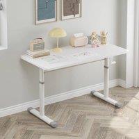 VOGREX White Hand Crank Height Adjustable Computer Desk Home Office