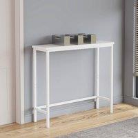 VOGREX White MDF Narrow Console Table White Metal Frame Storage Shelf