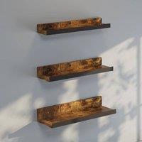 VOGREX Brown 3pcs Wall Mount Floating Display Storage Shelves