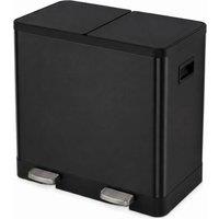 VOGREX Black 60L Stainless Steel Dual Pedal Bin 2x30L Soft Close Bin