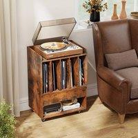 KORVIXA Record Player Stand On Wheels in Brown | Size: 100 cm