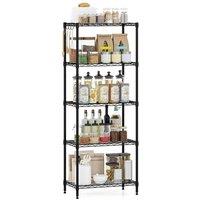 KORVIXA Adjustable Metal Storage Shelves 5-Tier in Black | Size: 100 cm