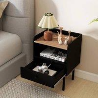KORVIXA 1 Pcs Compact End Table Storage Shelf in Black | Size: 100 cm