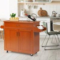 KORVIXA Kitchen Island Storage Trolley Wheeled Cart in Brown | Size: 100 cm