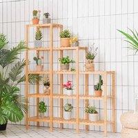 KORVIXA 5-Tier Bamboo Plant Holder Stand Plant Shelf in Brown | Size: 100 cm