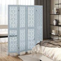KORVIXA Room Partition Stand 4-Panel Wooden Room Divider in Blue | Size: 500mm