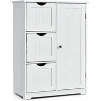 VOGREX 3-Drawer Bathroom Cabinet Adjustable Shelf in White