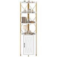 VOGREX 180cm Tall 6-Tier Freestanding Corner Storage Shelf in White