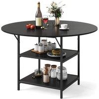 VOGREX 120cm Round Mid-Century Dining Table Seats 4-6 in Black