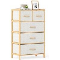 VOGREX 5 Drawer Bamboo Bedroom Chest of Drawers in White