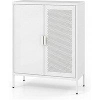 VOGREX 2-Door Metal Storage Cabinet, Adjustable Shelves in White