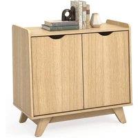 VOGREX 2-Door Storage Cabinet 5 Adjustable Shelves in Natural