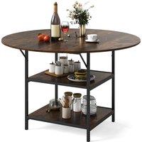 VOGREX 120cm Round Dining Table Seats 4-6 in Brown