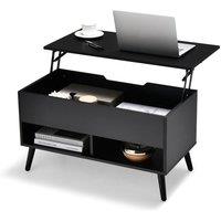 VOGREX Modern Wooden Lift Top Coffee Table in Black