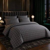Grace Premium Microfiber Checkered Duvet Cover Set in Charcoal | Size: King