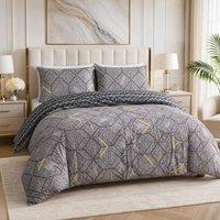 Grace Premium Soft Touch Duvet Cover Set in Grey | Size: Double