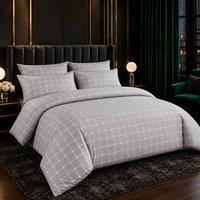 Grace Checkered Duvet Cover Set Premium Microfiber with Zipper Closure in Grey | Size: Single