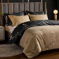 Grace Luxury Microfiber Duvet Cover Set with Matching Pillowcases in Beige | Size: Super King