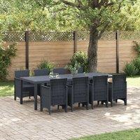 Berkfield Home 9 Piece Garden Dining Set Anthracite Poly Rattan in Grey