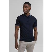 Steel & Jelly Men's Short Sleeve Polo Shirt With Contrast Rib Detail in Navy | Size: Medium