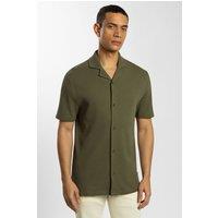 Steel & Jelly Men's Jersey Short Sleeve Shirt With Waffle Texture in Olive | Size: XL