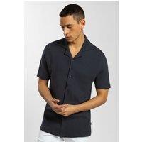 Steel & Jelly Men's Jersey Short Sleeve Shirt With Waffle Texture in Navy | Size: Large