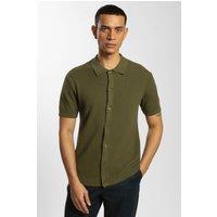 Steel & Jelly Men's Textured Knitted Polo Shirt in Green | Size: XL