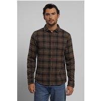 Steel & Jelly Men's Alderley - Check Brushed Cotton Long Sleeve Shirt in Brown | Size: XL