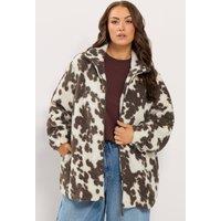 Yours Women's Dalmatian Print Zip Through Fleece in White | Size: 14