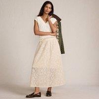 Lands' End Women's Sequin Lace Midi Skirt in Cream | Size: 10-12
