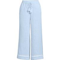 Lands' End Women's Plus Cotton Cheesecloth Cropped Trousers in Blue | Size: 22