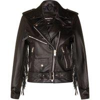 Infinity Leather Women's FRINGE TASSELED Biker Jacket - Seville in Black | Size: 24