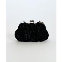 SVNX Women's Rose Satin Clutch Bag in Black