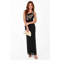 Maya Deluxe Women's Embellished Strappy One Shoulder Maxi Dress in Black | Size: 6
