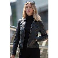 Ashwood Leather Women's 'Eva' Leather Biker Style Jacket Women Coat in Black | Size: 16