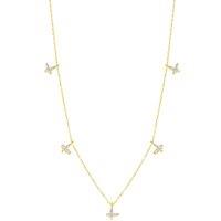 Spero London Women's Gold Plated White Butterfly Sterling Silver Necklace | Size: 16-18inch