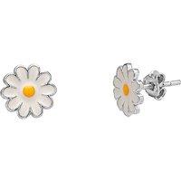 Spero London Women's Enamel Daisy Stud Sterling Silver Earrings