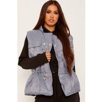 STYLEWISE Women's Button Padded - Popper Front - Gilet Waistcoat in Grey | Size: XS/S