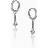 Spero London Women's Sterling Silver Rhombus Drop Hoop Earring