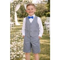 Vivaki Boy's Freddie - Boys Shorts Suit in Light Grey | Size: 6 Years