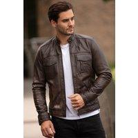 Ashwood Leather Men's 'Edinburgh' Real Leather Bomber Jacket in Dark Brown | Size: 3XL