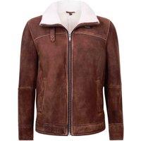 Infinity Leather Men's Sheepskin Leather Harrington Bomber Jacket-Luanda in Brown | Size: Large