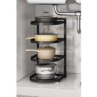 Living and Home 3/4 Tiers Adjustable Kitchen Pot Pan Organizer Rack in Black | Size: Medium