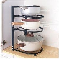 Living and Home 3/4 Tiers Adjustable Kitchen Pot Pan Organizer Rack in Black | Size: Small