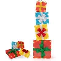 Costway 4 Ft Lighted Stackable Gift Boxes Pre-lit Xmas Boxes Decoration